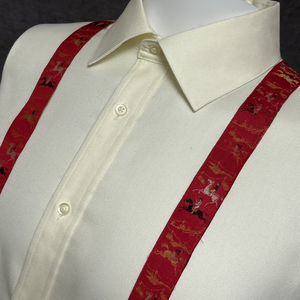 Vintage Trafalgar Suspenders Limited Edition Red Silk Equestrian Horses Braces